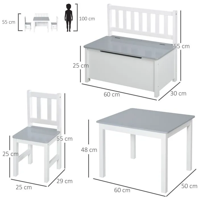 HOMCOM - table enfant - MDF - 77x59x46cm - Gris-3