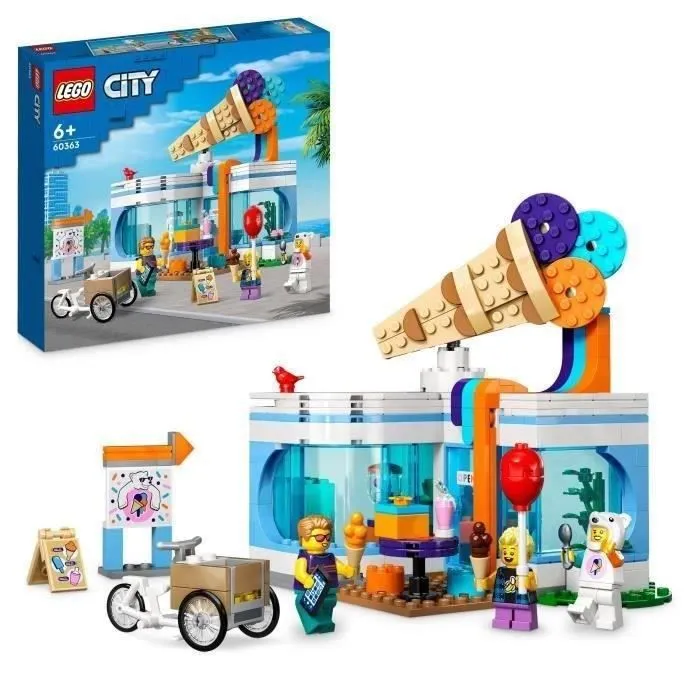 LEGO® City 60363 La Boutique du Glacier, Jouet pour Enfants Dès 6 Ans, avec Vélo Cargo-0