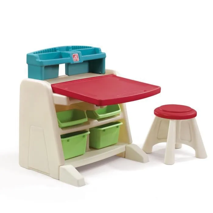 Bureau 2 en 1 - Tableau de dessin magnétique - 60x48x66 cm - Plastique résistant - Multicolore-5