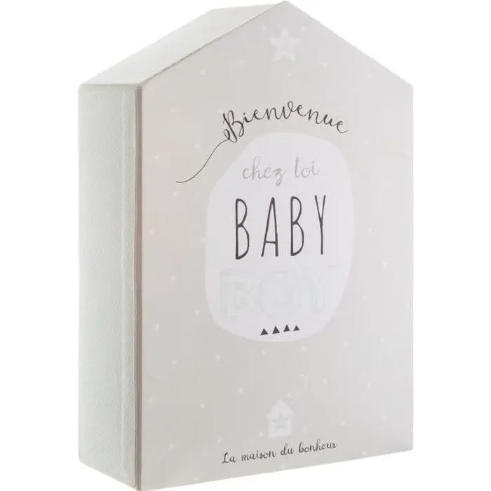 Coffret de naissance : boite à souvenirs + cadre photo - TAUPE et VERT Taupe-0