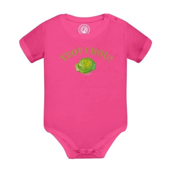 Body Bébé Manche Courte Rose Trop Chou Enfant Mignon Expression Drôle-0