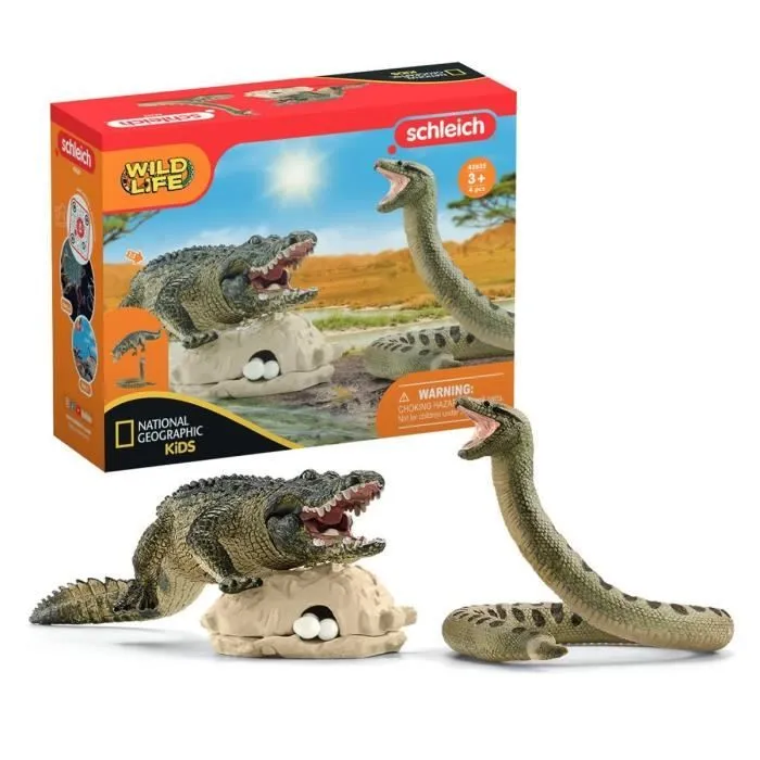 Coffret Duel Aligator/Anaconda, figurines animaux sauvages, Schleich 42559 Wild Life, Pour enfant dès 3 ans-0