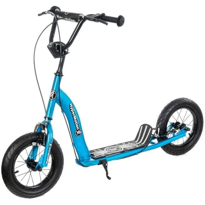 HyperMotion Trottinette Enfant & Ado - Freins à 2 Mains - Roues Gonflables 30 cm -Cadre en Acier Robuste - 50 KG MAX RUBY 12 - Bleue-0