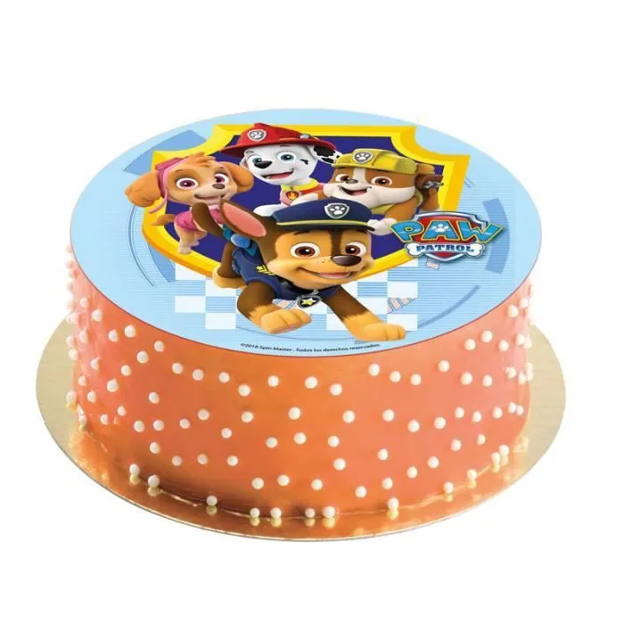 DISQUE SANS SUCRE 20 CM PAT PATROUILLE DECOR GATEAU ANNIVERSAIRE-1