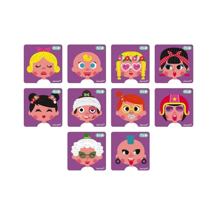 Jeu éducatif magnétique JANOD Magnéti'book Crazy Faces fille - 55 magnets - Dès 3 Ans-3