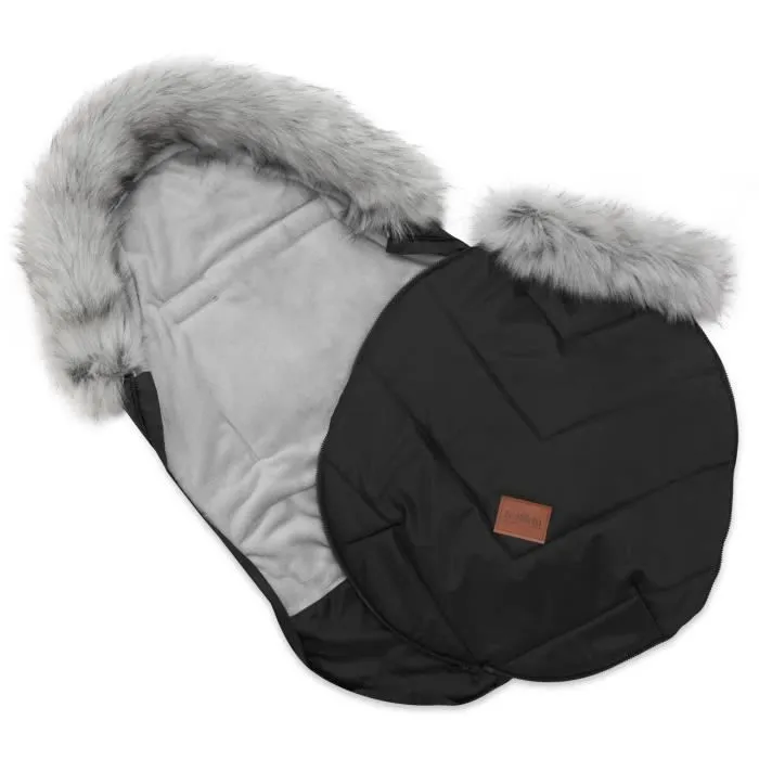 Bellochi Chanceliere Universelle pour Poussette - Capuche Réglable et Col Fourrure Amovible - Noir-2