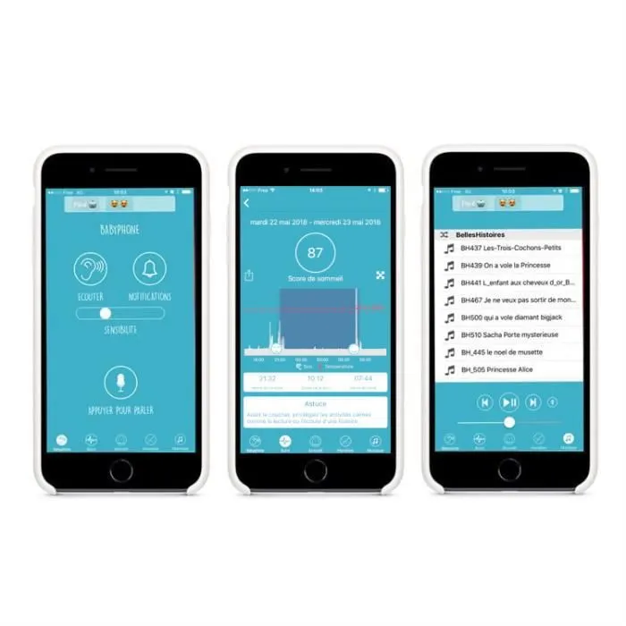 Réveil enfant REMI - Babyphone, veilleuse, berceuse, suivi du sommeil - Bleu-2