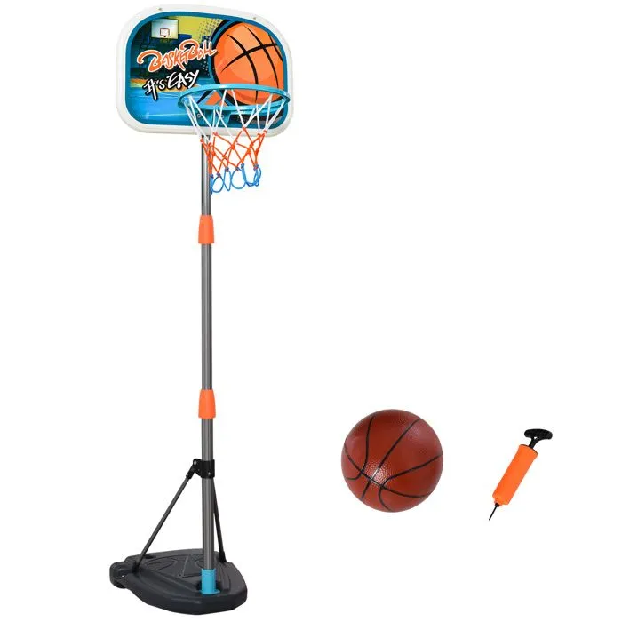 HOMCOM - Panier de Basket - Plastique - 65x32x158cm - Bleu, Gris-0