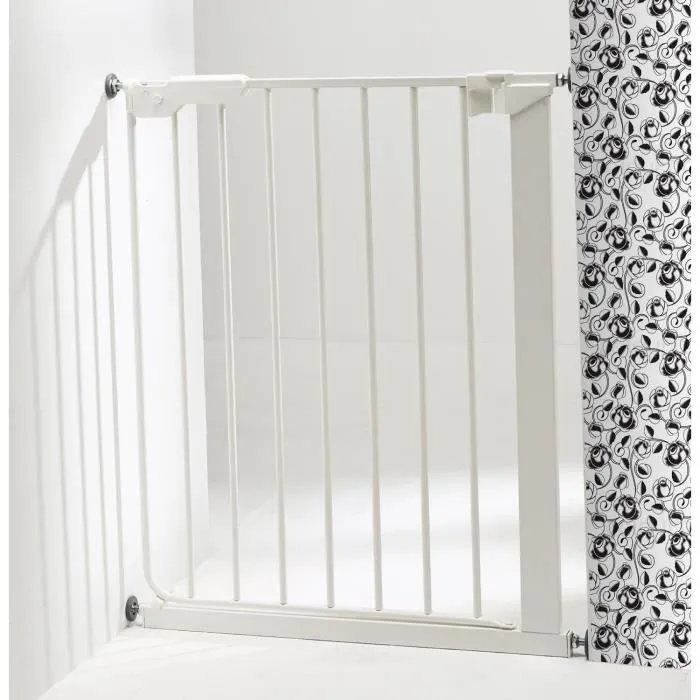 Barrière d'Escaliers - BABYDAN - Slim Fit - Métal - Blanc - Fixation par pression-0