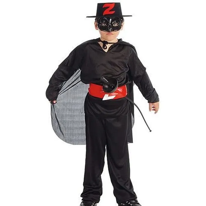 Déguisement Zorro pour garçon 7/9 ans - Licence Zorro - Costume complet avec pantalon, ceinture, cape et masque-0