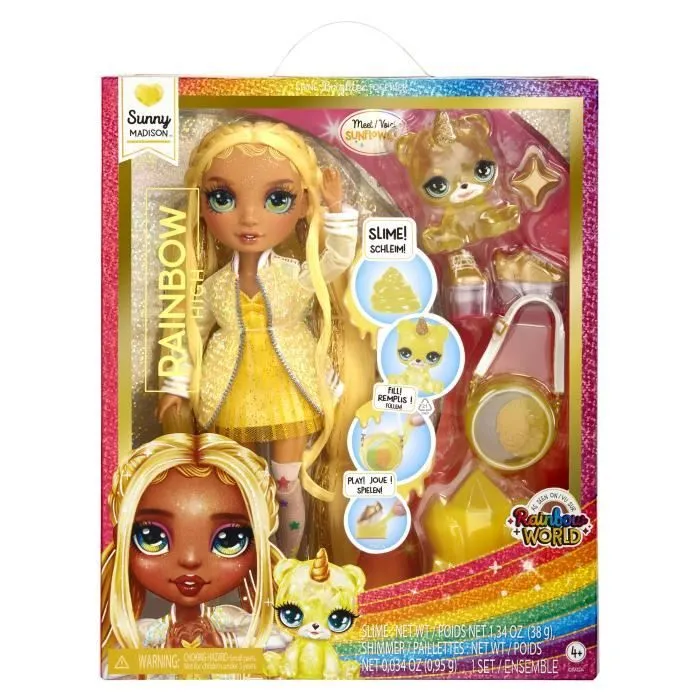 Rainbow High Poupée Mannequin avec Kit de Slime et Animal de Compagnie - Sunny (Jaune) - Poupée Pailletée 28 cm avec Kit de Slime-7