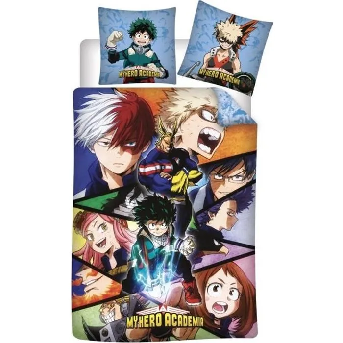 My Hero Academia - Parure de lit enfant 1 place - Housse de Couette 140x200 cm et une Taie d’oreiller 63x63 cm.-0