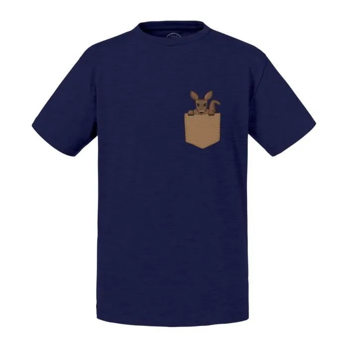 T-shirt Enfant Bleu Poche Surprise Kangourou Australie Dessin-0