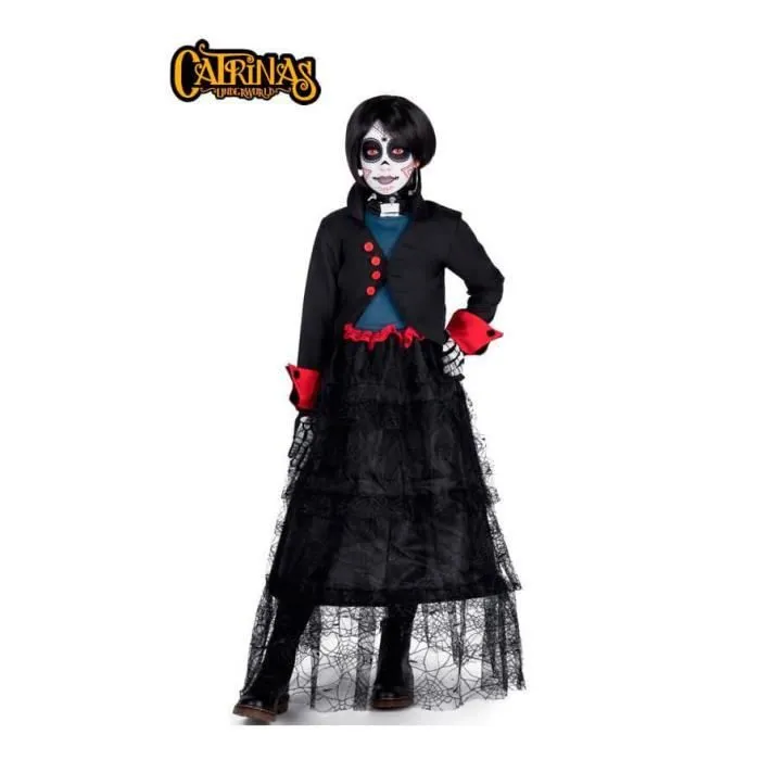 Déguisement Catrina Zoe fille - Catrinas Underworld - Robe, veste, gants, tatouages, perruque et accessoires-0