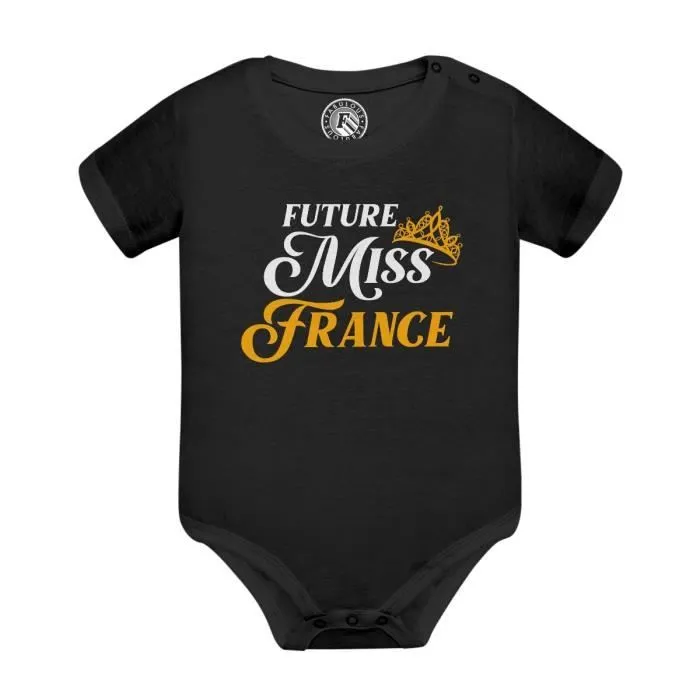 Body Bébé Manche Courte Noir Future Miss France Enfant Beauté-0