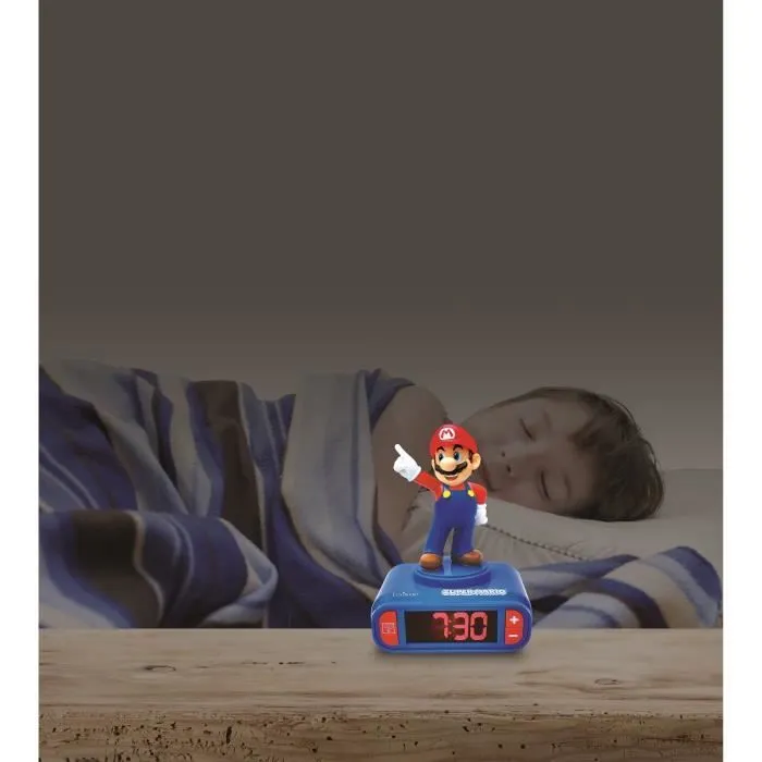 Réveil veilleuse digital LEXIBOOK - Super Mario - 3D lumineux et sonore - Bleu et rouge - Enfant-2