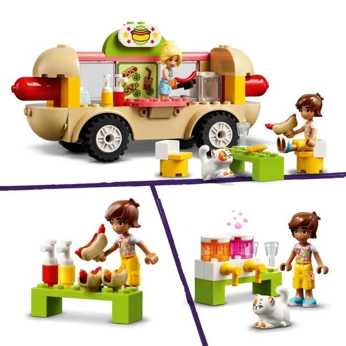 LEGO® 42633 Friends Le Food-Truck de Hot-Dogs, Jouet de Restaurant Mobile, avec Figurines et Chat, Cadeau Enfants-2