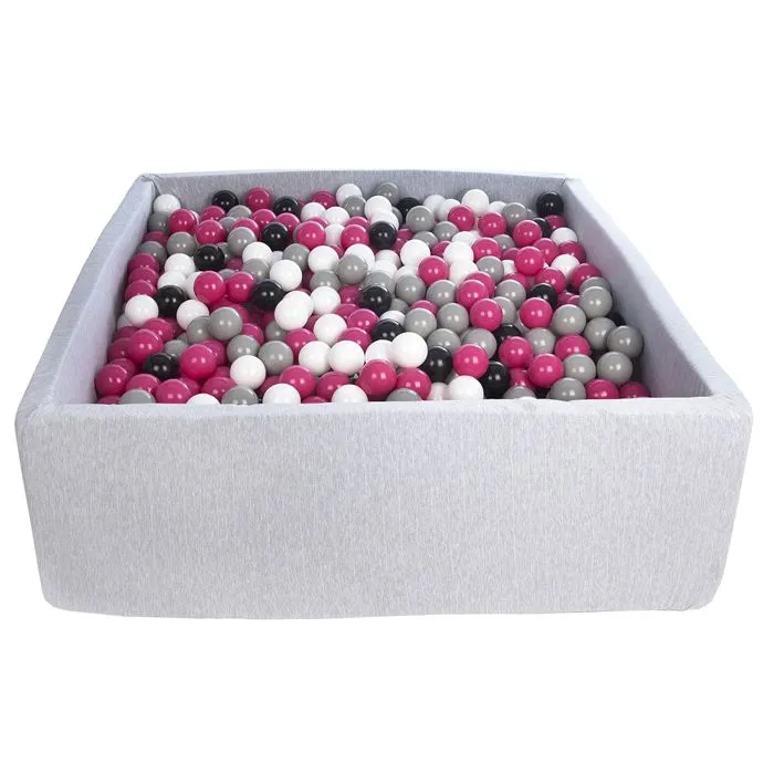 Piscine à balles pour enfant - Velinda - 24183 - Dimensions 120x120 cm - 1200 balles incluses - Rose et gris-0