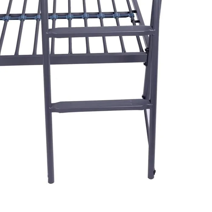 Lits superposés en métal - Dark Grey - Sommiers inclus - 2 x 140 x 190 cm - ALICE-6