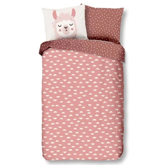 Good Morning Housse de couette pour enfants LAMA 140x200/220 cm Rose-0