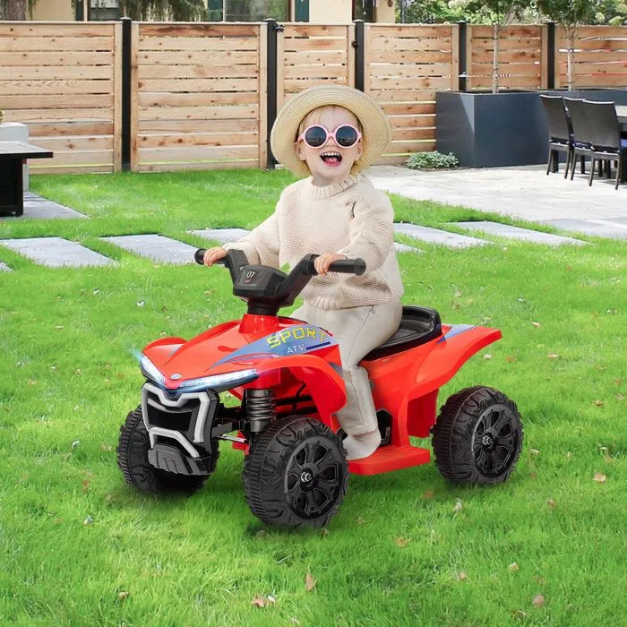 Quad électrique enfant - AIYAPLAY - 6V - vitesse de 2,5 km/h - avec phares - pour enfants 18-36 mois - rouge-2