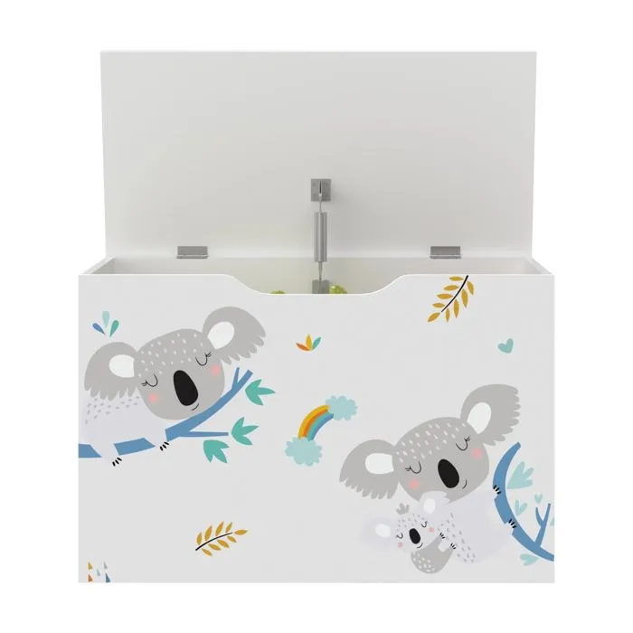 Coffre de rangement Oleiros pour enfant 40 x 60 x 30 cm blanc gris bleu-4