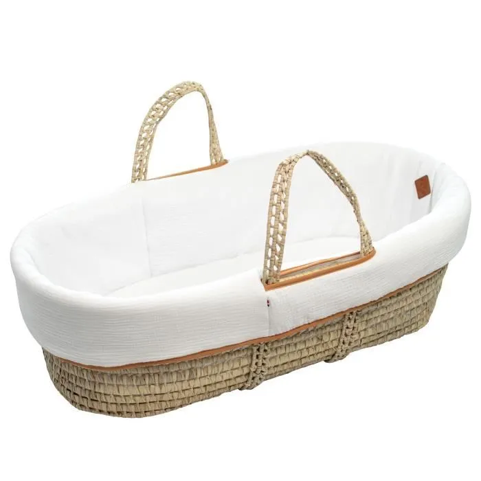 Couffin bébé avec Matelas Habillage et Drap Housse Blanc Taille Unique-0