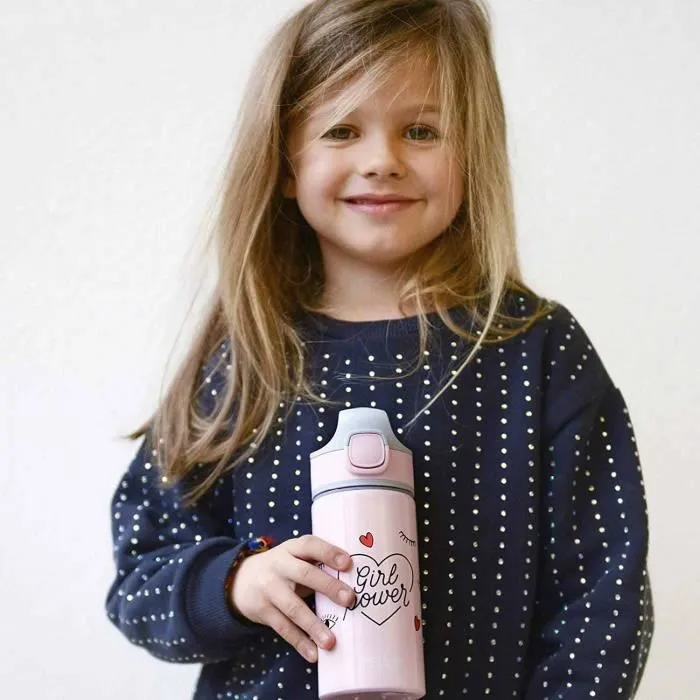 Gourde pour enfant en aluminium - SIGG - Girl Power - Rose - 0,4L - incassable et réutilisable-1