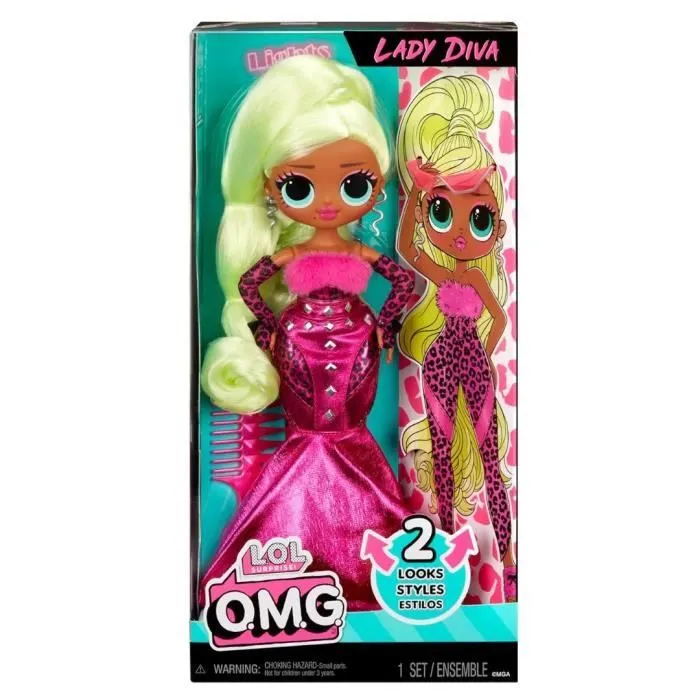 LOL Surprise OMG - Poupée Mannequin 24 cm - Neonlicious - 2 tenues avec peigne et accesoires - Dés 4 ans-5
