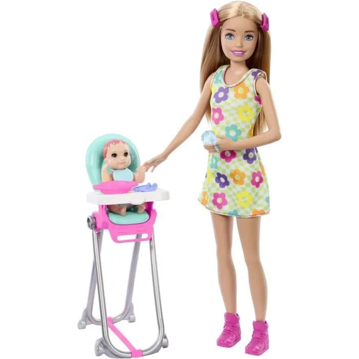 Barbie Skipper Coffret Babysitters Inc, 1 poupée, 1 bébé, accessoires HTK35-0