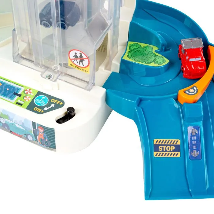Garage Kinderplay KP3496 avec ascenseur – parking spiralé, 6 voitures, sons et lumières – jouet enfant dès 3 ans-1