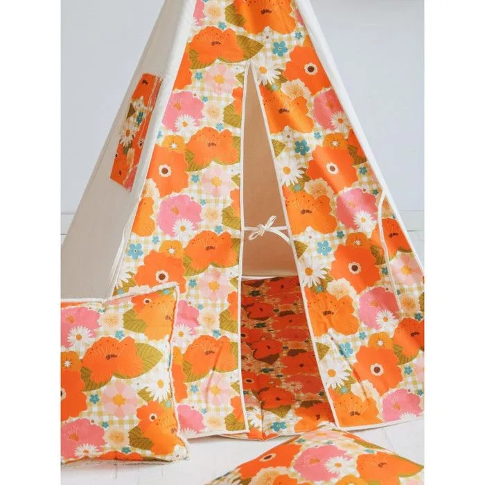Ensemble tipi et tapis enfant Moi Mili "Pique-nique avec les fleurs" - pique-nique avec les fleurs - TU-1