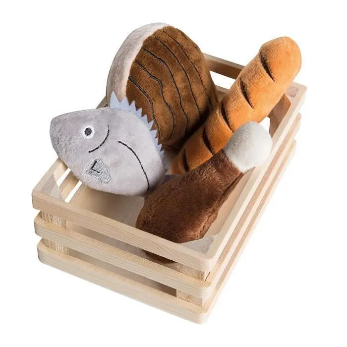 ROBA Jouets Fruits et Légumes pour Marchande et Cuisine Enfant + 4 Paniers en Bois-3