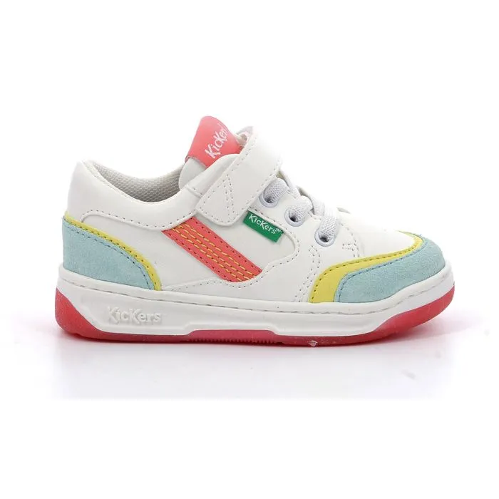 KICKERS Baskets basses Kouic Blanc bleu clair rose-0