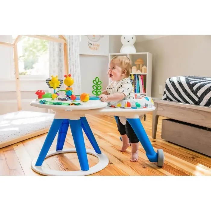 BABY EINSTEIN Table d'activités bébé trotteur évolutif 4-en-1 Pivotant à 360° sécurisé, Jouet d'éveil amovible, piano, musique-2
