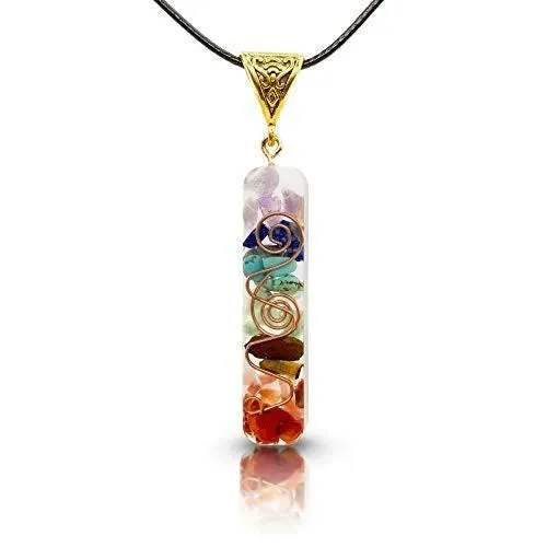 Collier 7 chakras véritables pierres naturelles collier orgonite pendentif chakras pendentif 7 chakras pendentif orgonite-0