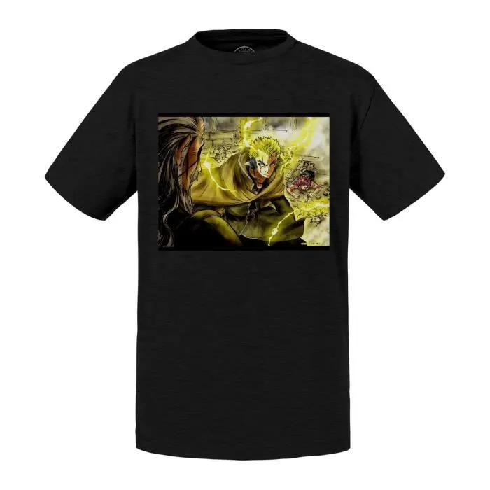 T-shirt Enfant Noir Fairy Tail Laxus Tenrou Island Hades Clash Manga 2-0