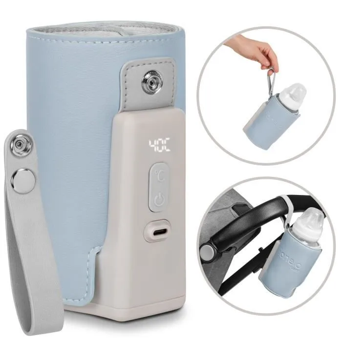 Lionelo Thermup Go Plus - Chauffe-Biberon Portable-  Sans BPA - 38-50 °C - Charge USB - Batterie jusqu’à 8 h - Bleu-0