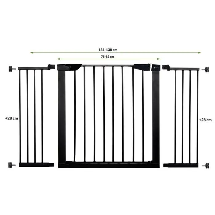 Barrière de Sécurité Bébé Enfant SPRINGOS® - Portes 75-138 cm - Métal + Plastique - Noir-1