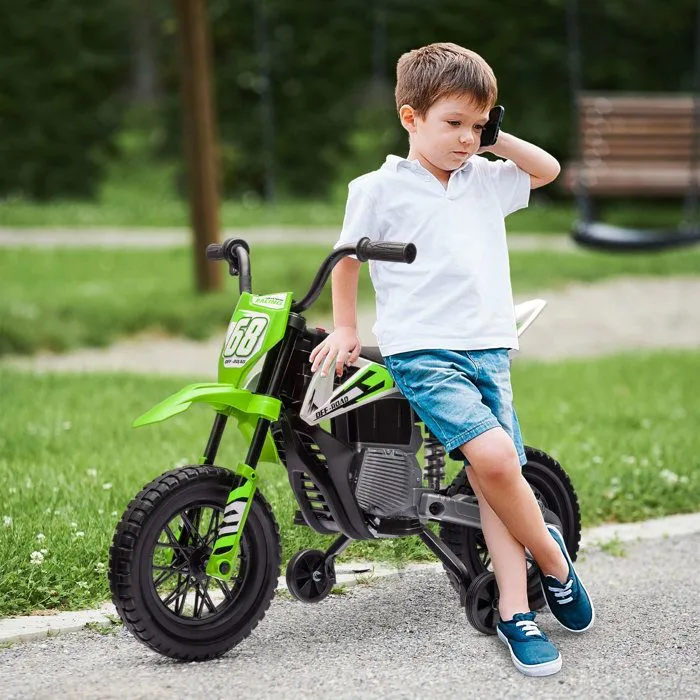 Moto électrique pour enfant - AIYAPLAY - de 3 à 6 ans - 2 moteurs 12V, vitesse max. 5 km/h - roues d'entraînement - musique - vert-1