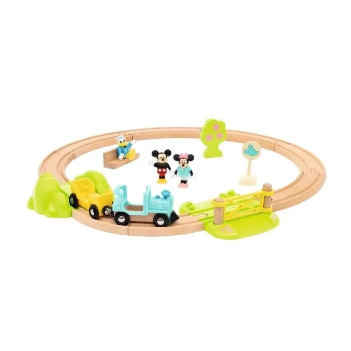 DISNEY Brio Circuit Mickey Mouse - Coffret complet 18 pièces - Circuit de train en bois - Ravensburger - Dès 3 ans - 32277-1