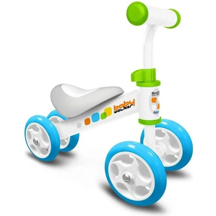 Draisienne Baby Walker Skids Control - Cadre acier ergonomique - 4 roues PVC - Confortable et sécurisé - Vert-0
