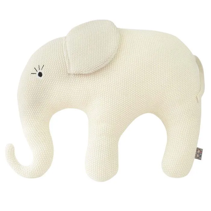 Grande peluche en coton tricot Eléphant Écru Taille Unique-0