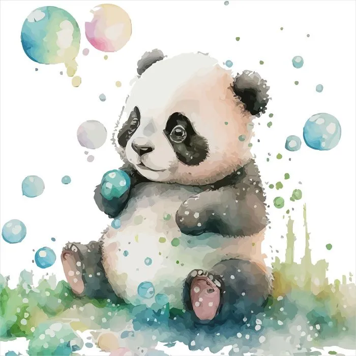 Poster / Affiche carrée Enfants - Panda coloré 3617689723631 - 70x70 cm-1
