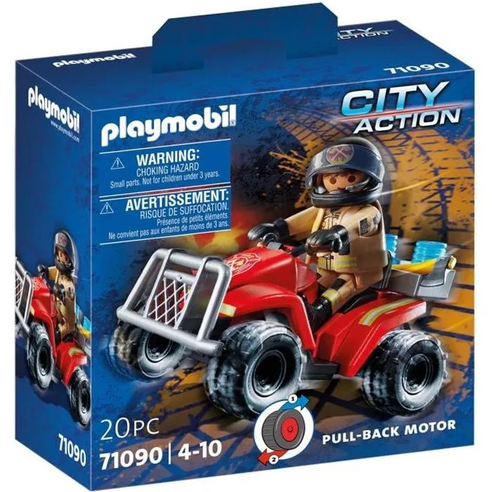 PLAYMOBIL 71090 Pompier et quad, City Action, Les pompiers, 20 pièces, Dès 4 ans-0