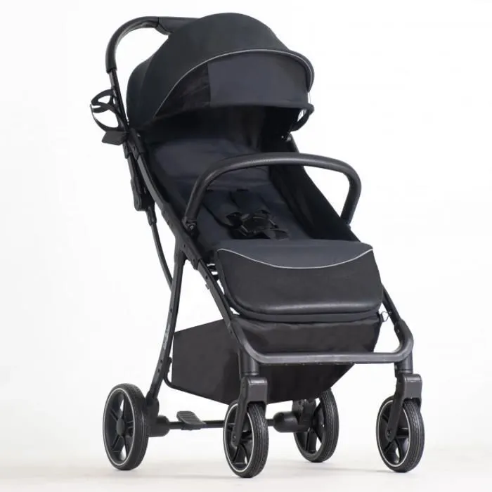 Bebeboutik Poussette Canne inclinable Ultra compacte Bebe2luxe Okto Noir Naissance a 4 ans