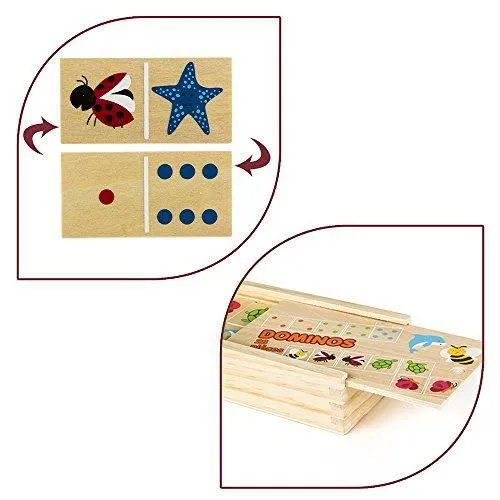 Jeu de société - COLOR BABY - Dominos Bois 28 pièces - Animaux et numéros - Pour enfants de 3 ans et plus-2