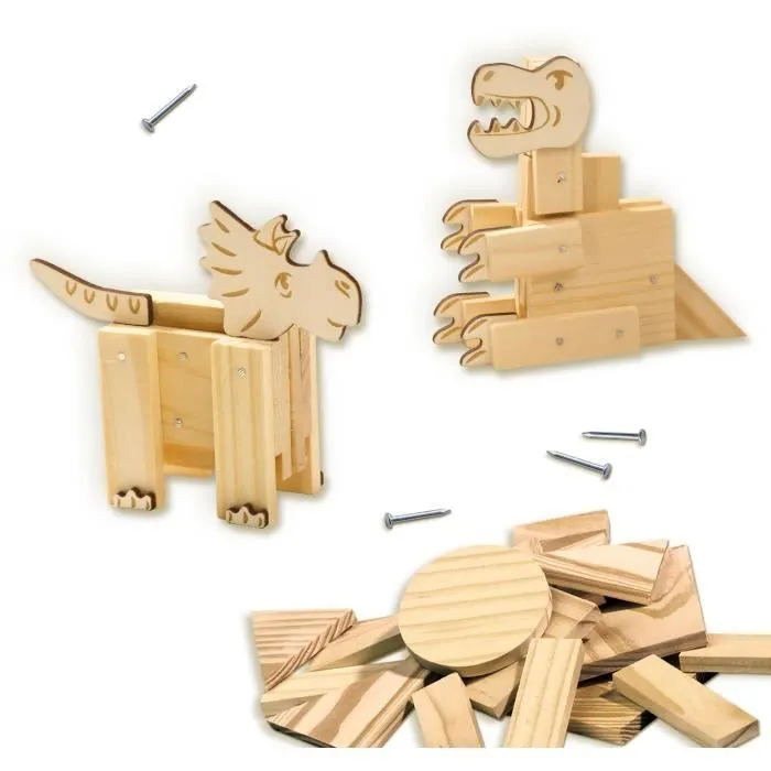 Kit de menuiserie - SES CREATIVE - Dinosaures - Avec clous et colle-2