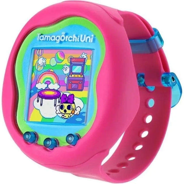 Tamagotchi Uni - Bandai - Modèle Rose - Animal de compagnie virtuel connecté avec bracelet montre-0
