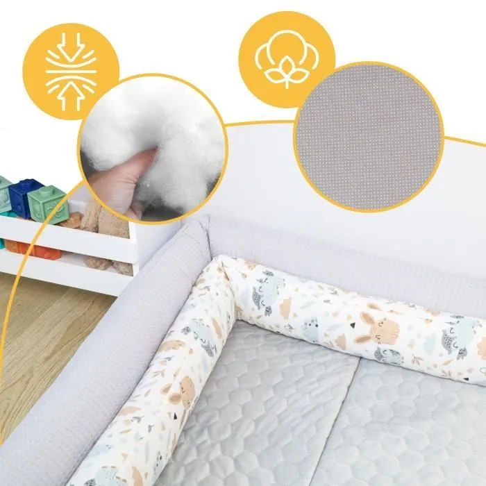 XXL 300 cm lit serpent coussin de lit coussin d'allaitement bordure de lit serpent fait à la main 100% coton points blancs sur gris-2